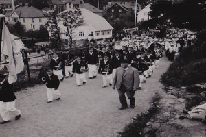Bilde av Kretsstevne for guttemusikkorps i Sandefjord 1951.